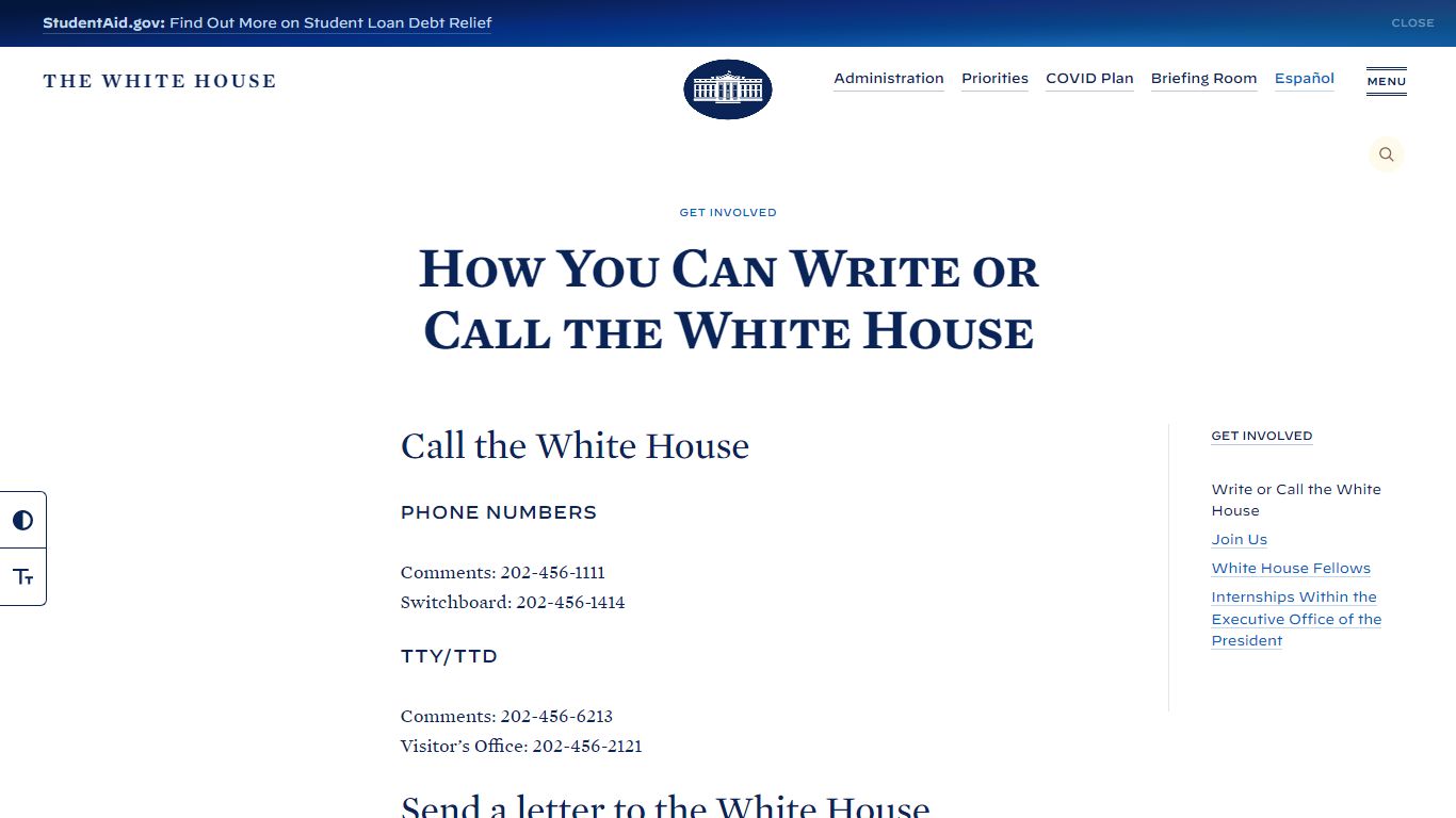 Write or Call the White House - The White House